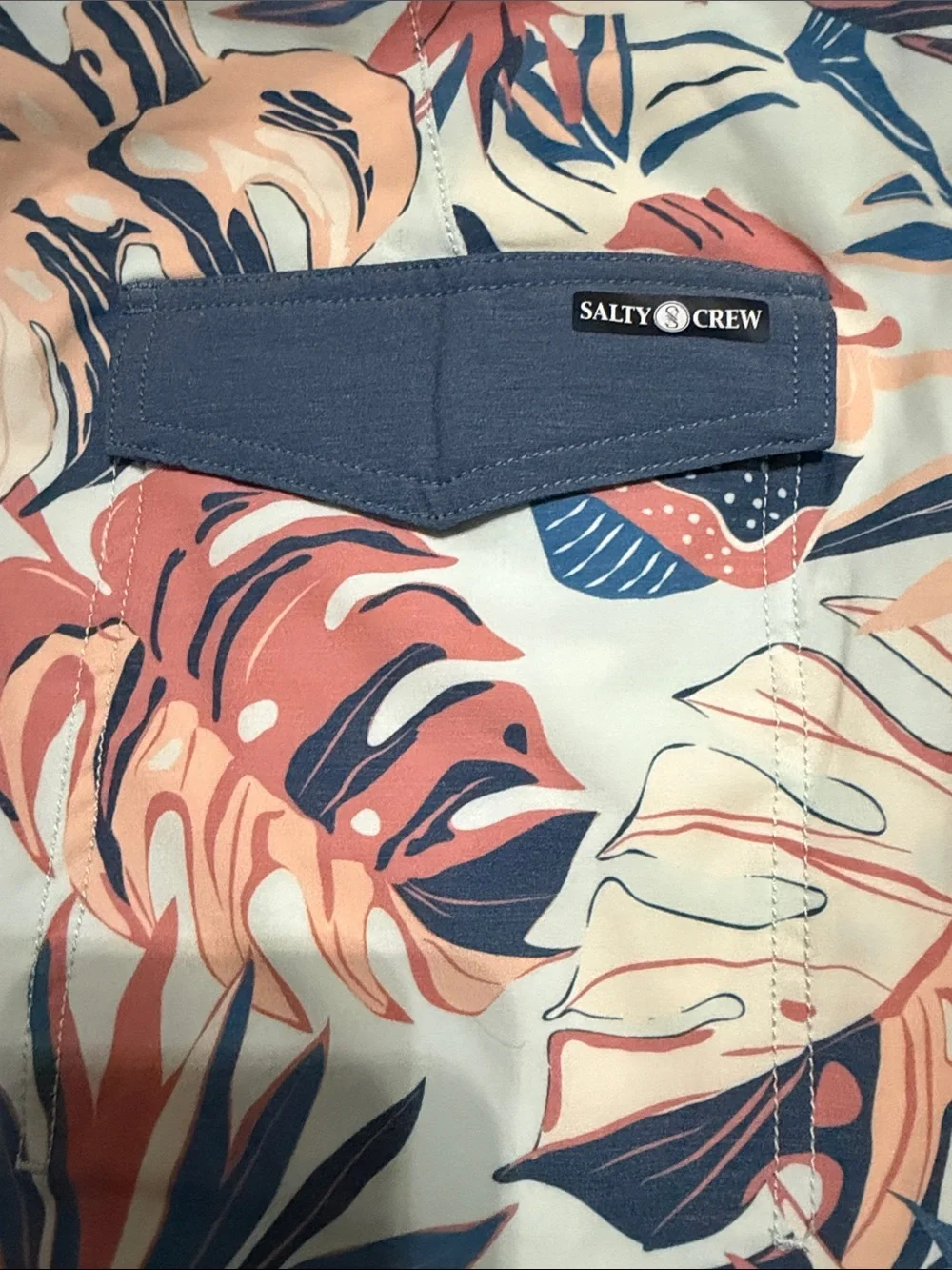 Salty Crew Men's Tropical Swim Shorts - Blue, Coral & Cream